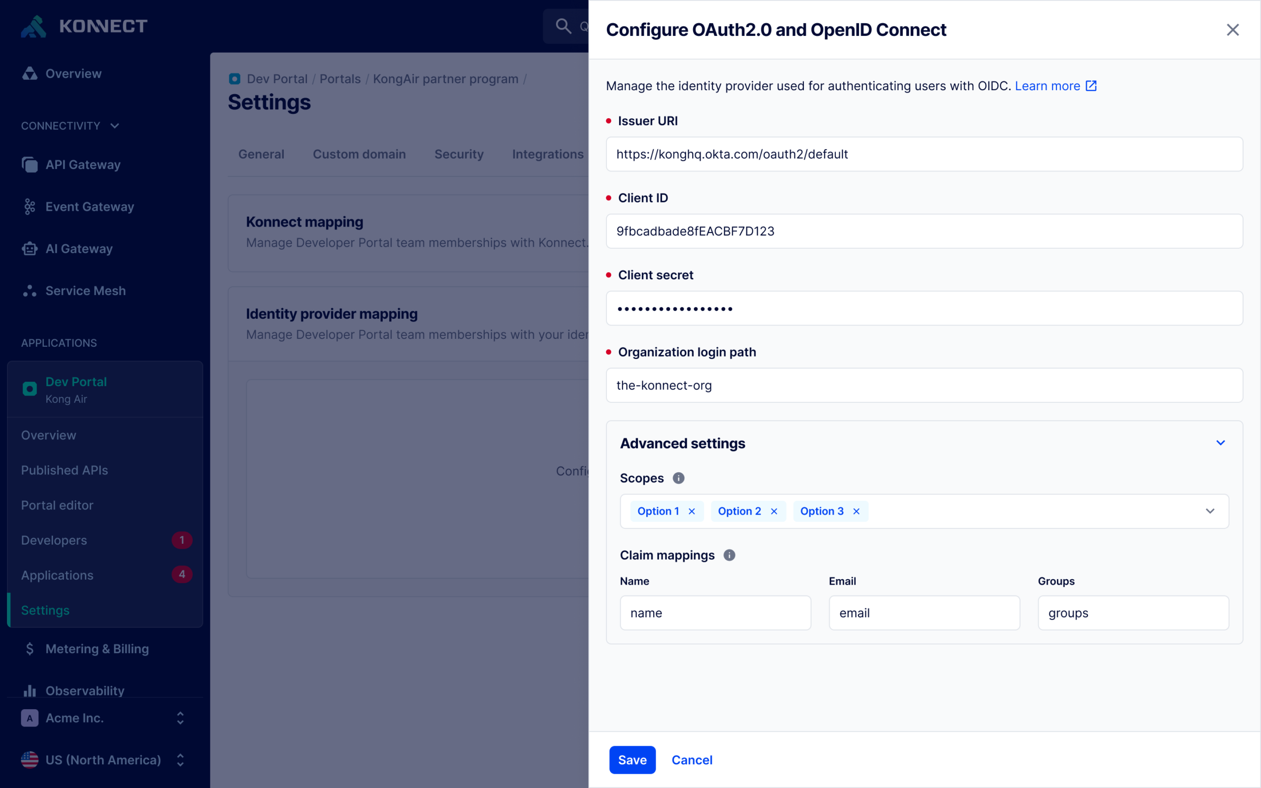 OIDC Configuration - Advanced Settings and Claim Mapping